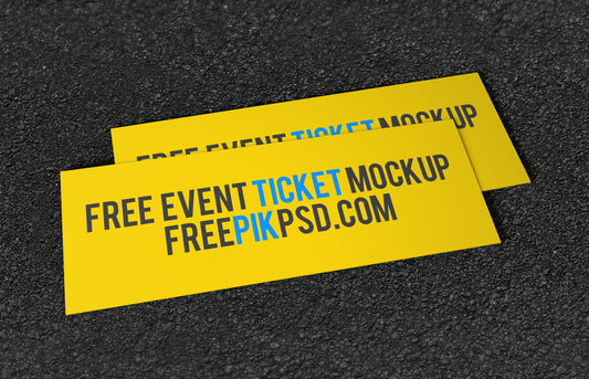 Free Wide and Horizontal Event Ticket Mockup