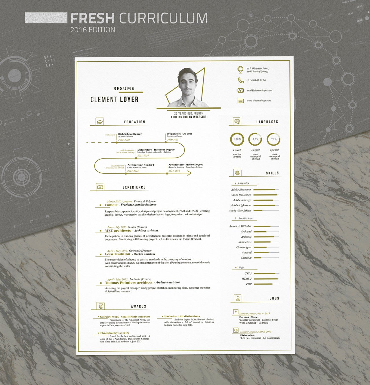 Free Fresh Resume and CV Template for Illustrator (AI) Format