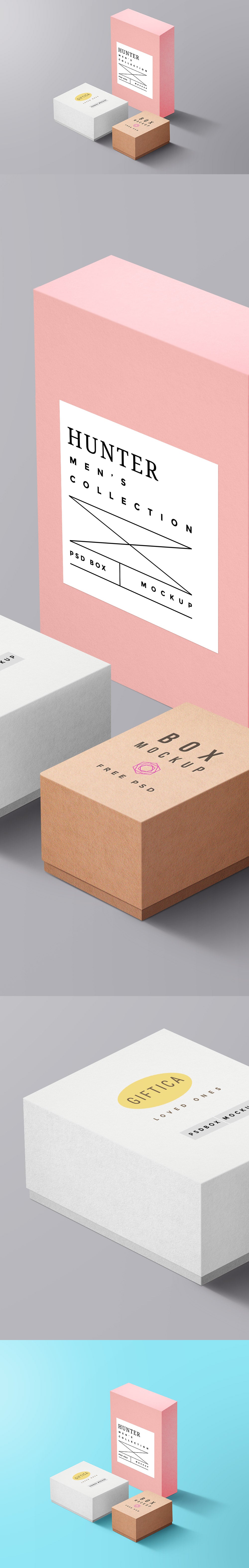 Free Premium Quality Packaging Boxes Mockup PSD