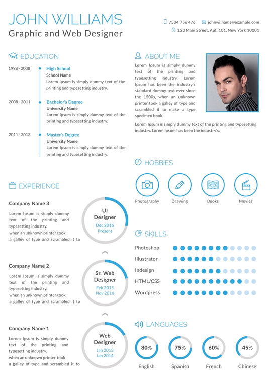 Free Graphic and Web Designer Resume CV Template in Photoshop (PSD) and Microsoft Word Formats