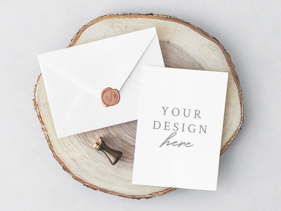 Free White PSD Invitation Card and Envelope