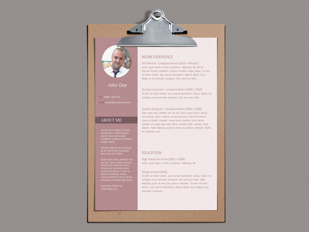 Free Modern Professional Photo CV Resume Template in Microsoft Word (DOC) Format
