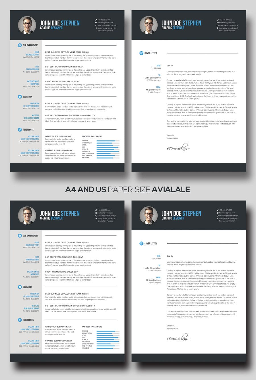 Free Microsoft Word Resume and CV Template for Photoshop (PSD) and Illustrator (AI) Formats Also