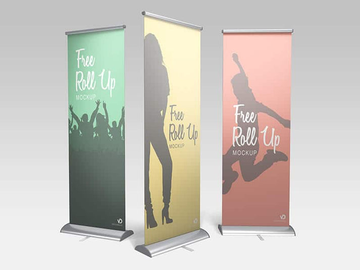 Free Roll Up Advetising Banner Mockup – CreativeBooster