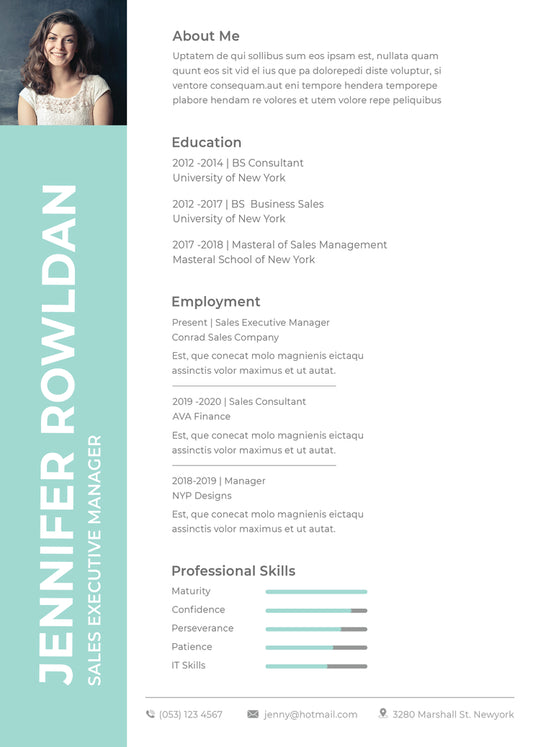 Free Sales Executive Resume CV Template in Photoshop (PSD) and Microsoft Word Formats