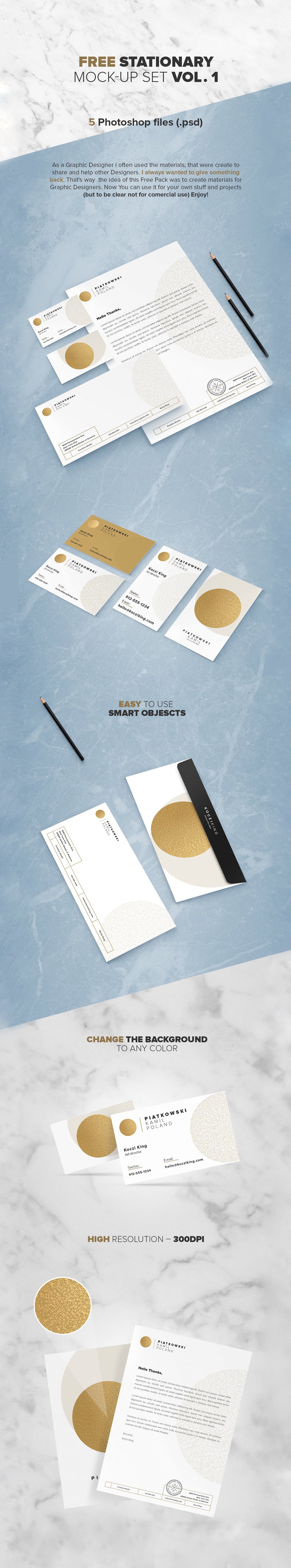 Free Stationary Mock-Up Set Multiple Views and Angles