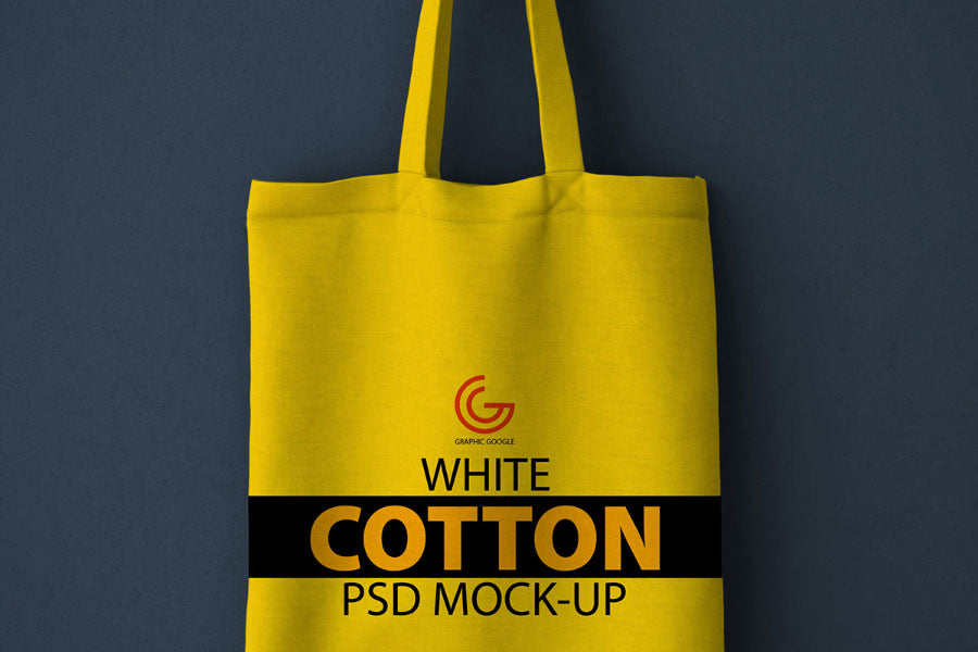Free White Realistic Cotton Shopping Bag Mockup