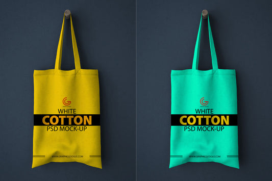 Free White Realistic Cotton Shopping Bag Mockup