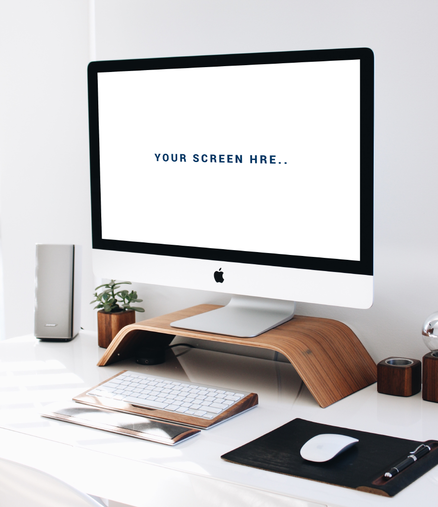 Free Clean Startup Office iMac WorkSpace Mockup PSD