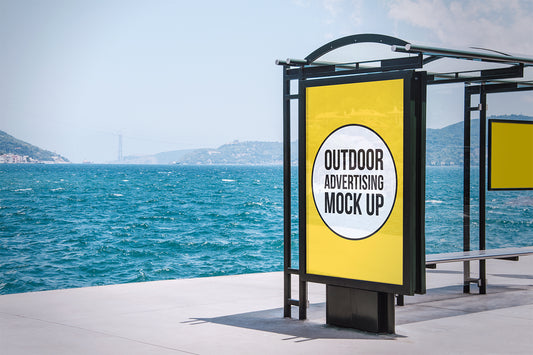 Free Set of Outdoor Advertising Signs and Billboards Mockup