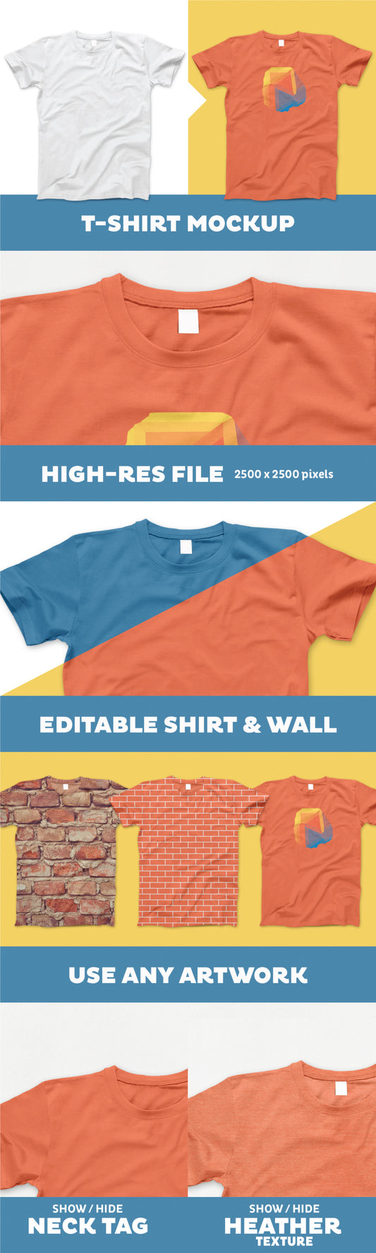 Free T-Shirt PSD Mockup with Realistic Effects
