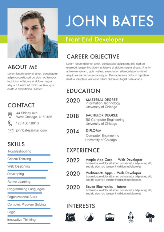 Free Front End Developer Resume CV Template in Photoshop (PSD), and Microsoft Word Format