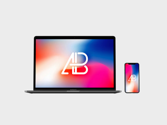 Free Front View iPhone X and Macbook Pro Mockup