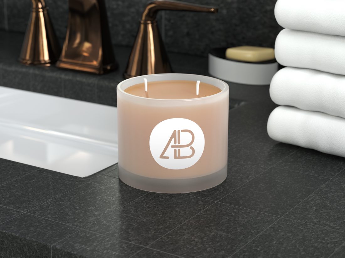 Free Frosted Glass Candle Mockup   CreativeBooster