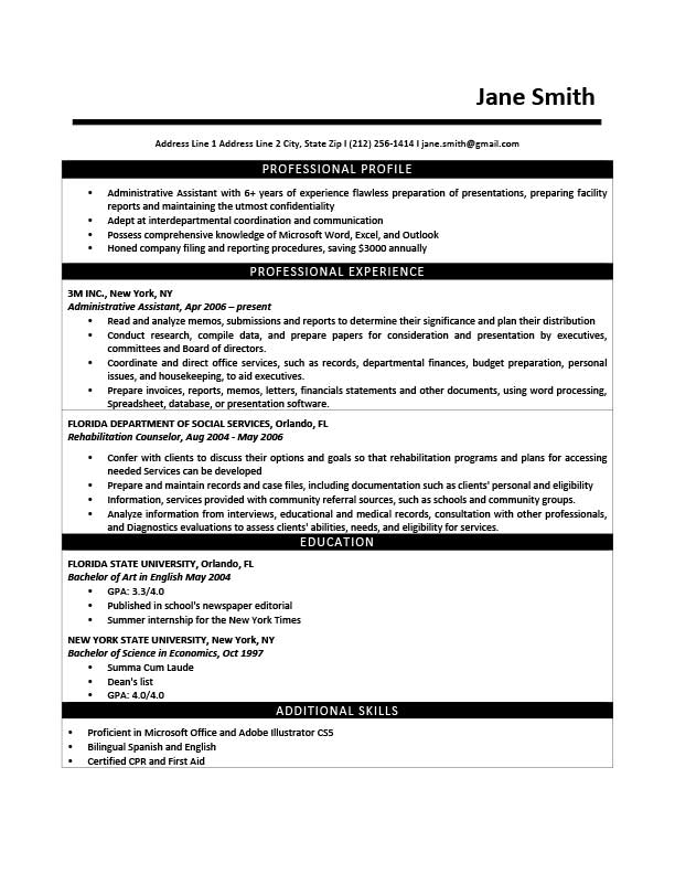 Free Professional Gates Resume Templates in Microsoft Word Format