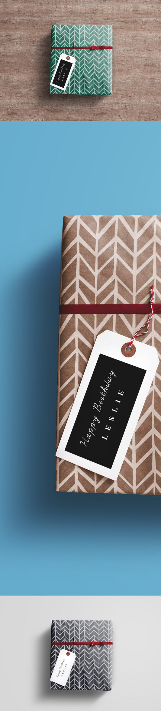 Free Gift Wrap Packaging Box PSD Mockup