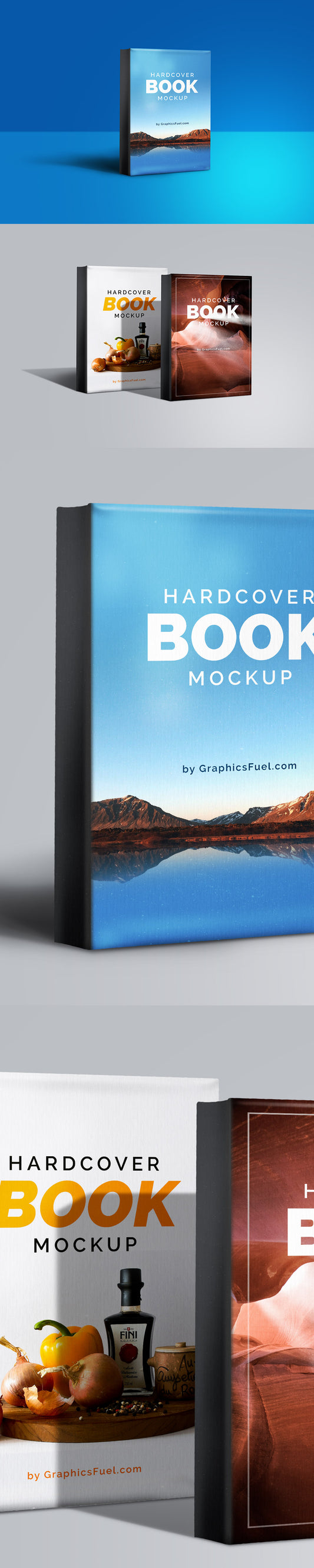 Free Hardcover Book Mockup PSD Side Angel View