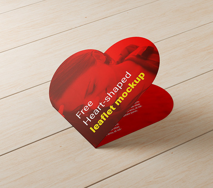 Free Heart-Shaped Valentines Day Leaflet Mockup