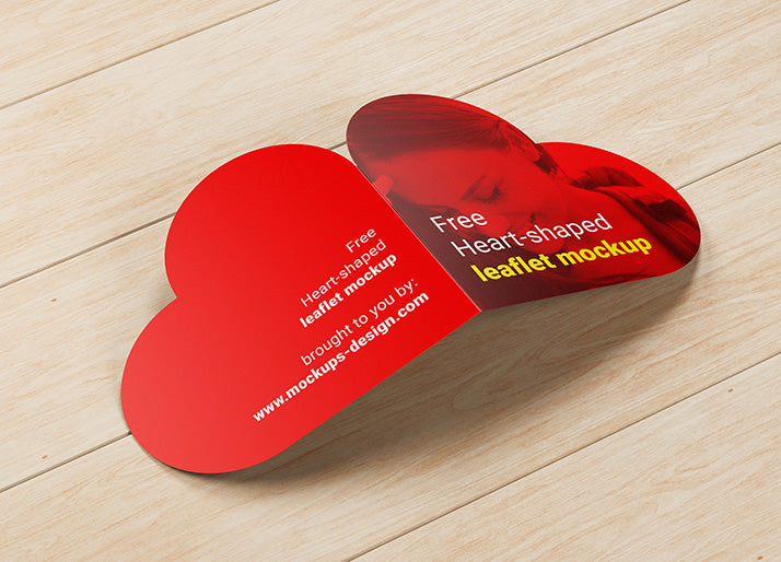 Free Heart-Shaped Valentines Day Leaflet Mockup