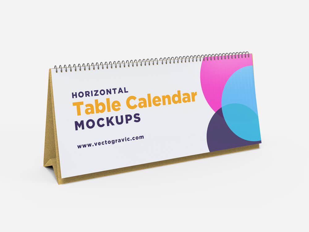 Free Horizontal Table Calendar Mockups