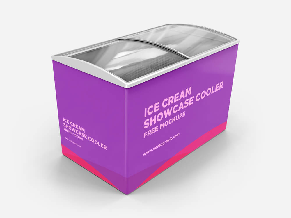 Free Ice Cream Showcase Cooler Mockup
