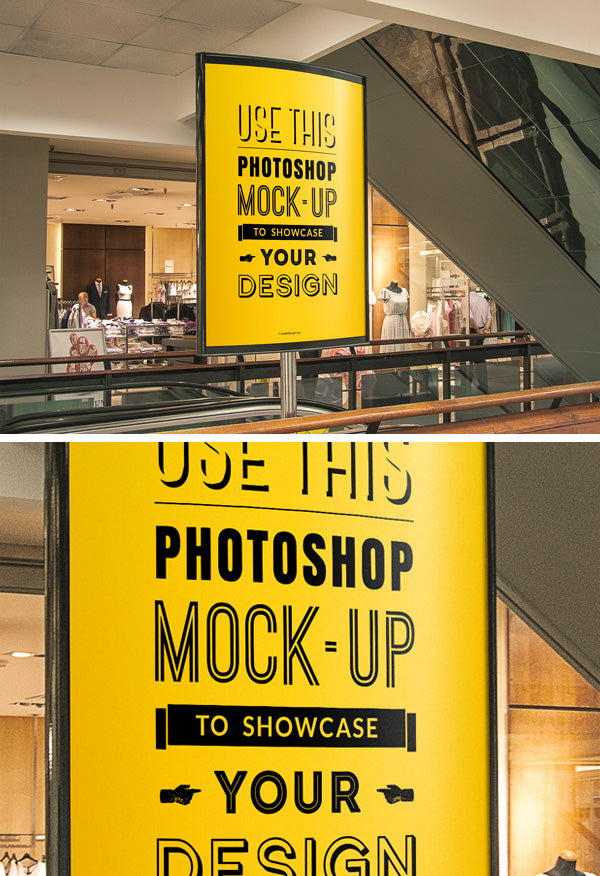 Free Mall Advertising Stand or Sign Poster MockUp