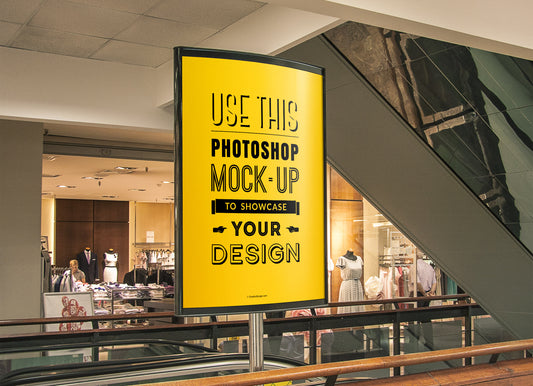 Free Mall Advertising Stand or Sign Poster MockUp