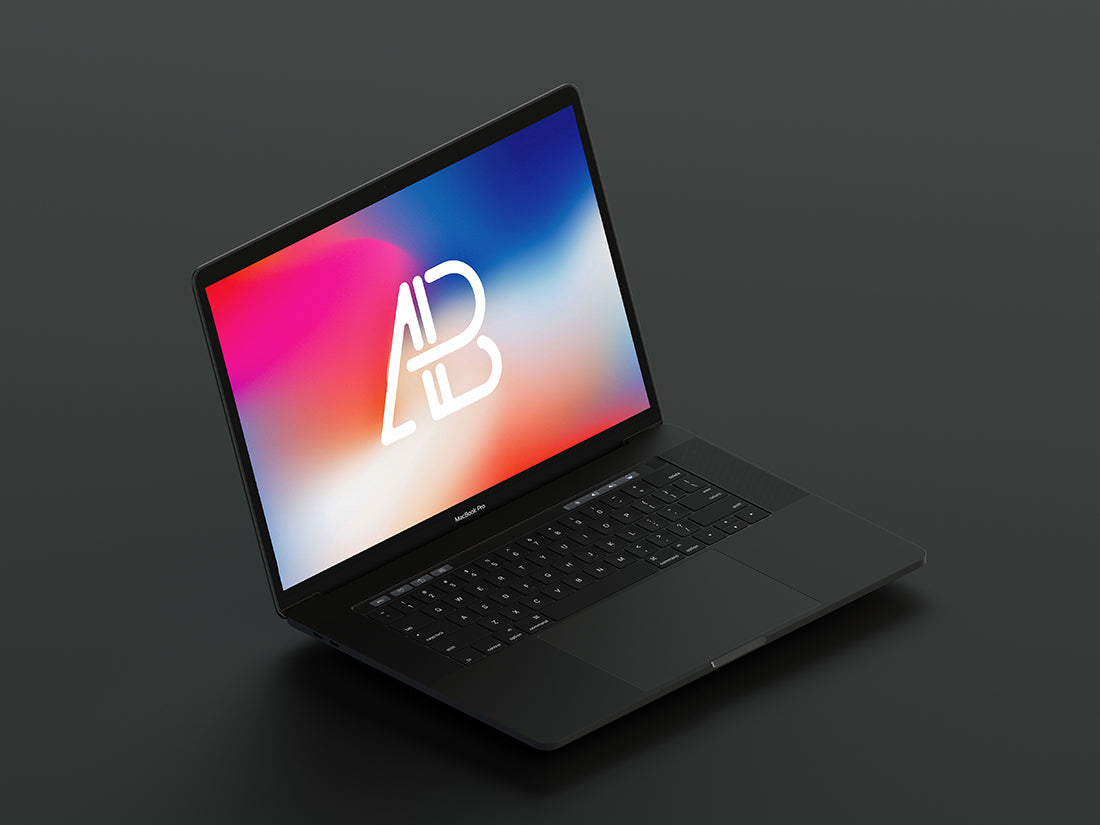 Free Isometric Matte Black 2017 Macbook Pro Mockup