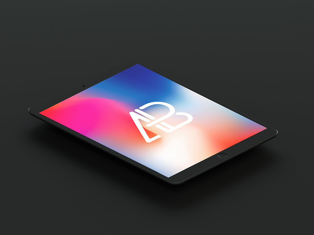 Free Isometric Matte Black iPad Pro 10.5 Mockup