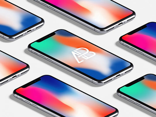 Free Isometric Seamless iPhone X Mockup Collection