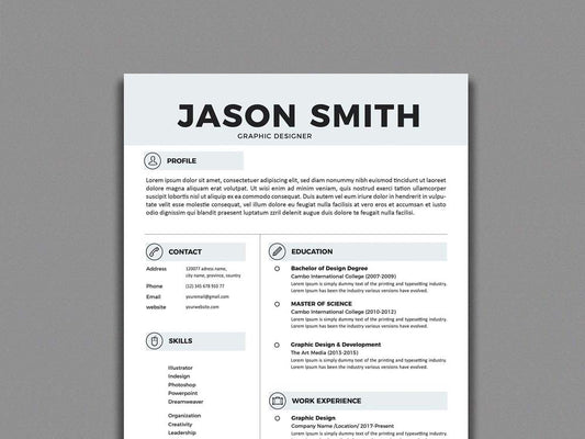 Free Simplistic Resume CV Template in Illustrator (AI) Format