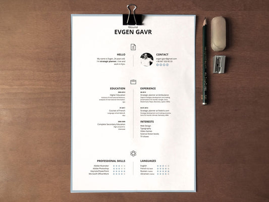 Free Simple CV Resume Template with Clean Design in Illustrator (AI) and Microsoft Word (DOC) Formats