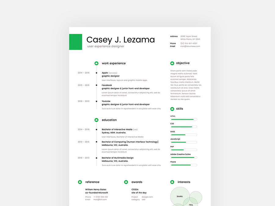 Free Clean Resume CV Template with Cover Letter in Photoshop (PSD) and Sketch Formats