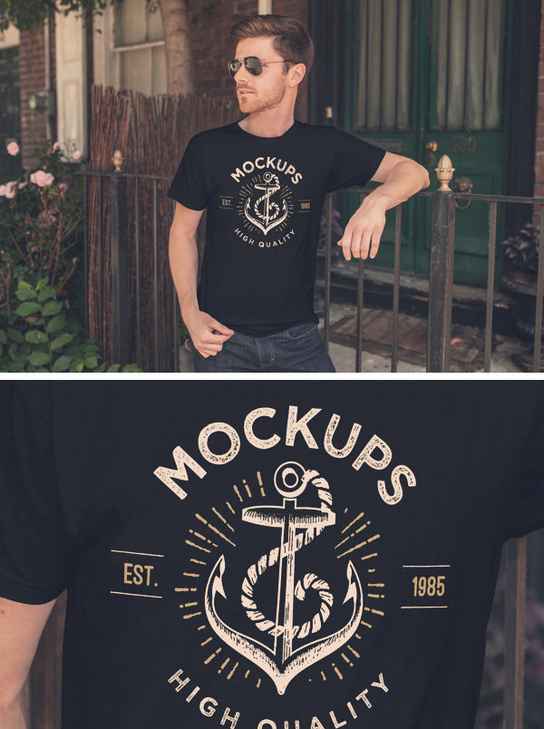Free Men’s Black T-Shirt MockUp