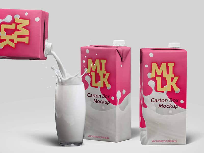 Free Milk Carton Box Mockup