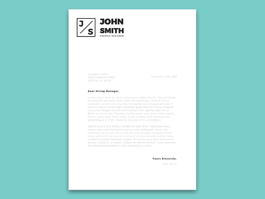 Free Minimalistic Resume and Cover Letter Template for Illustrator (AI) and Photoshop (PSD) Formats