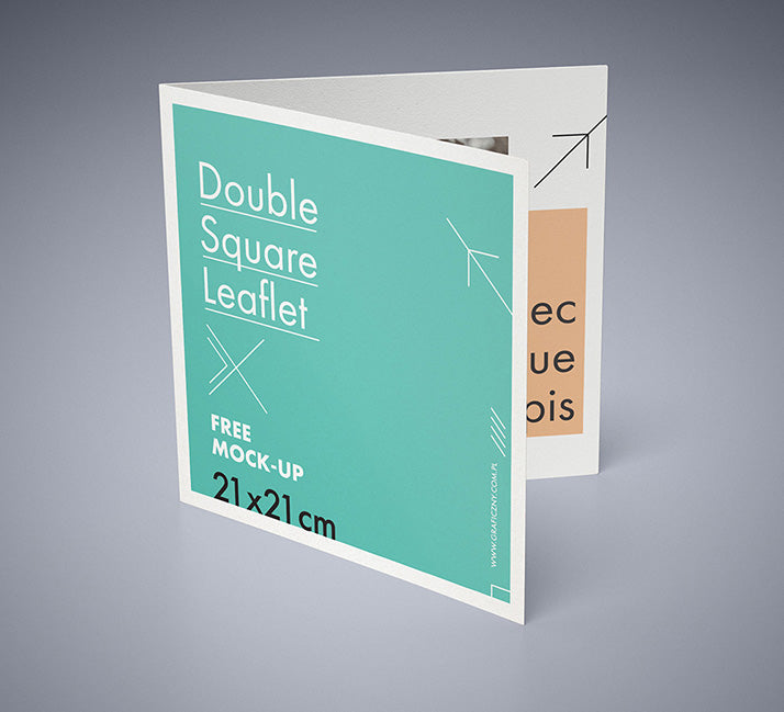 Free Set of 5 Double Square Leaflet Mockups