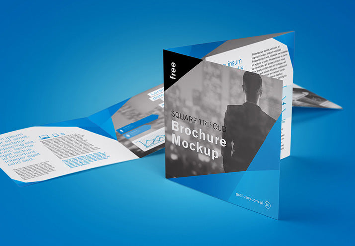Free 6 Angles of Trifold Square Brochure Mockup