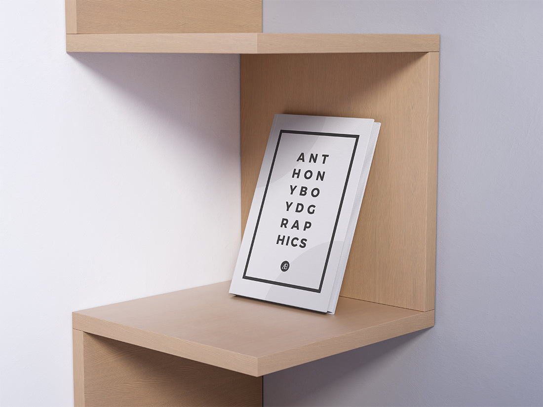 Free Modern Book in a Shelf Mockup