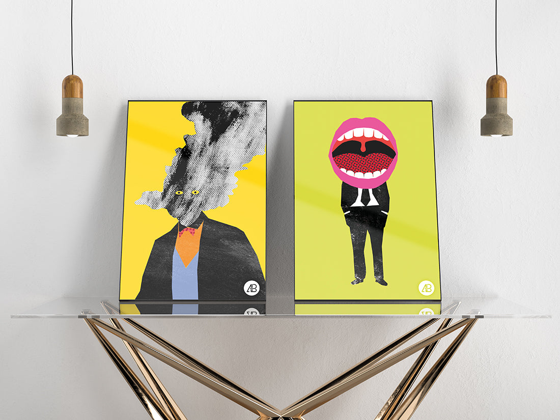 Free Cool Modern Double Poster Frame Mockup