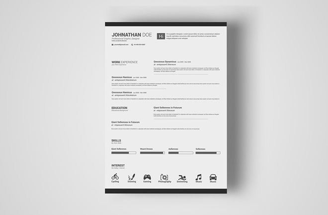 Free Simple and Elegant Minimal Resume CV Template in Photoshop (PSD ...