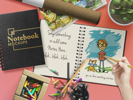 Free Customizable Notebook or Sketchbook Mockups
