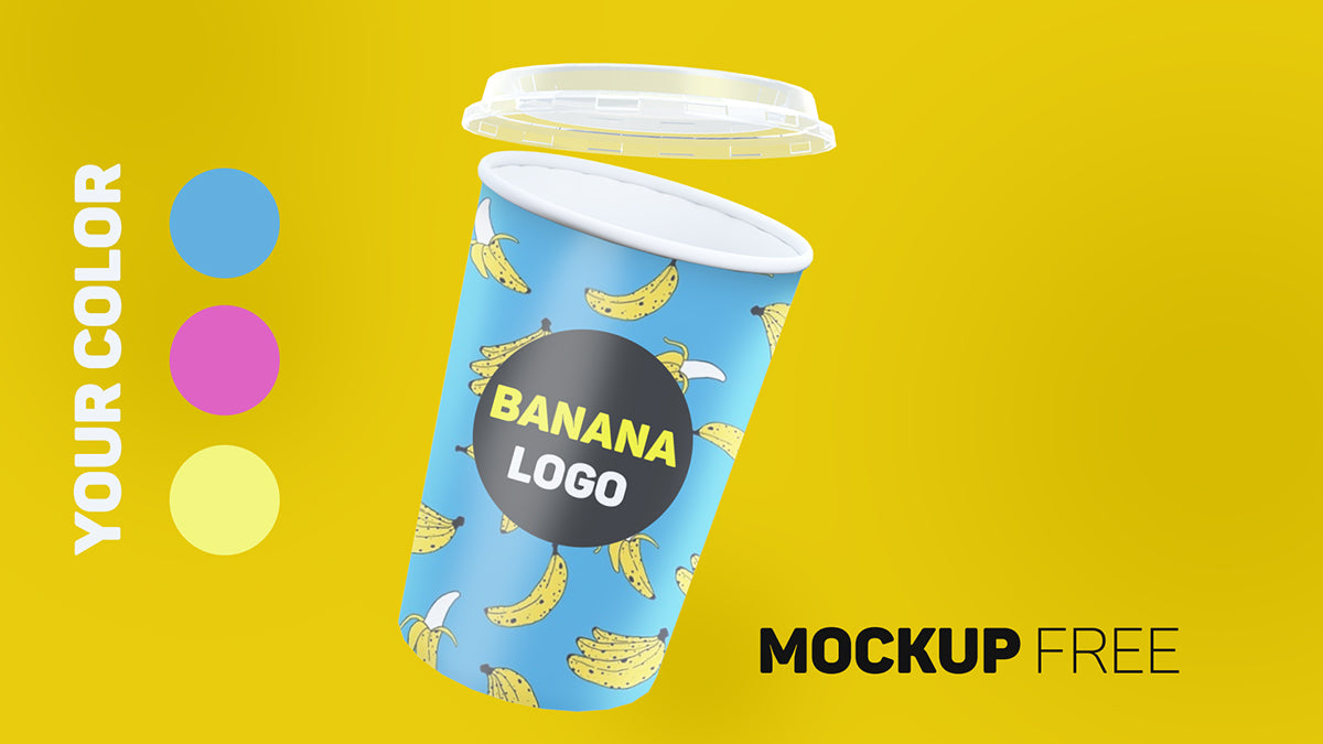 Free Empty Ice Cream or Coffee Paper Cup Mockup