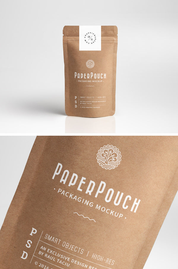 Free Real Paper Pouch Packaging MockUp