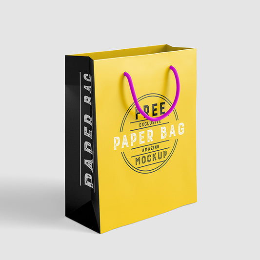 Free Simple and Clean Shopping Paper Bag Mockup with 2 Views