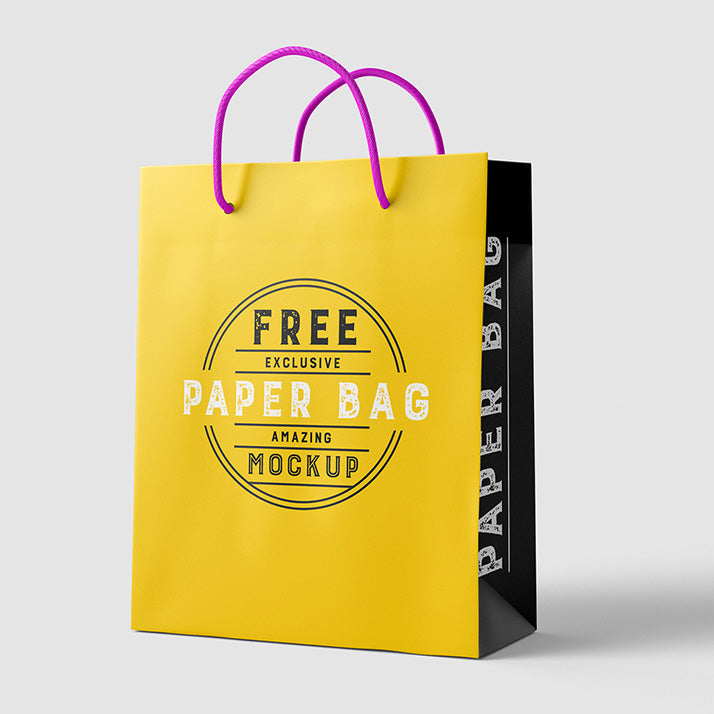 Free Simple and Clean Shopping Paper Bag Mockup with 2 Views