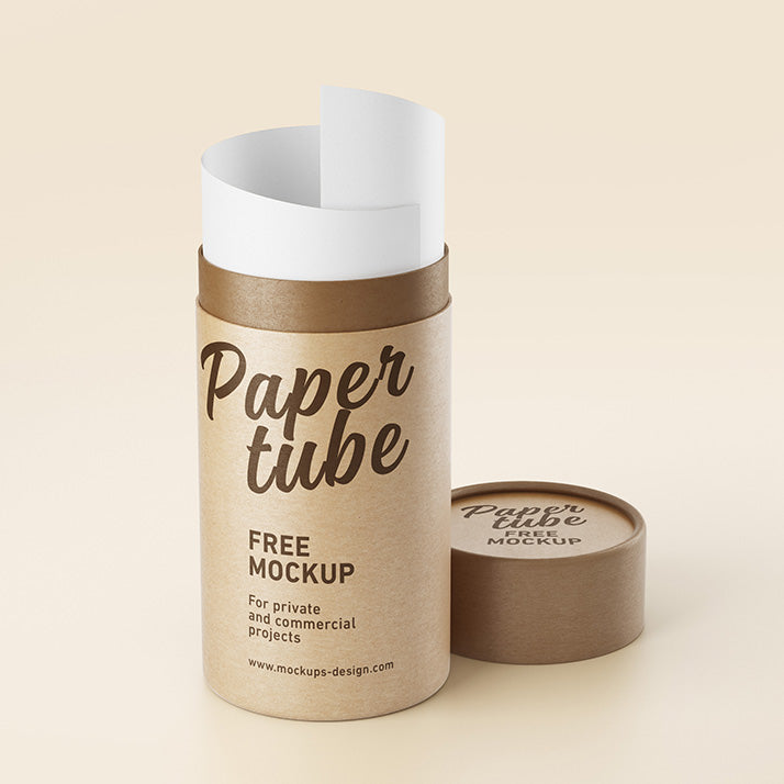 Free Cardboard Paper Tube Print Mockup
