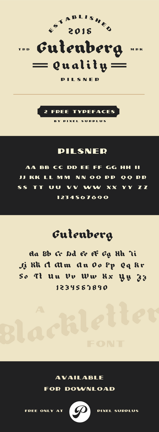 Free PILSNER and GUTENBERG