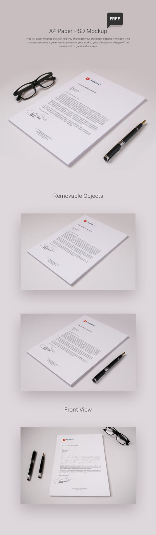 Free Isometric Stationery A4 Paper PSD Mockup