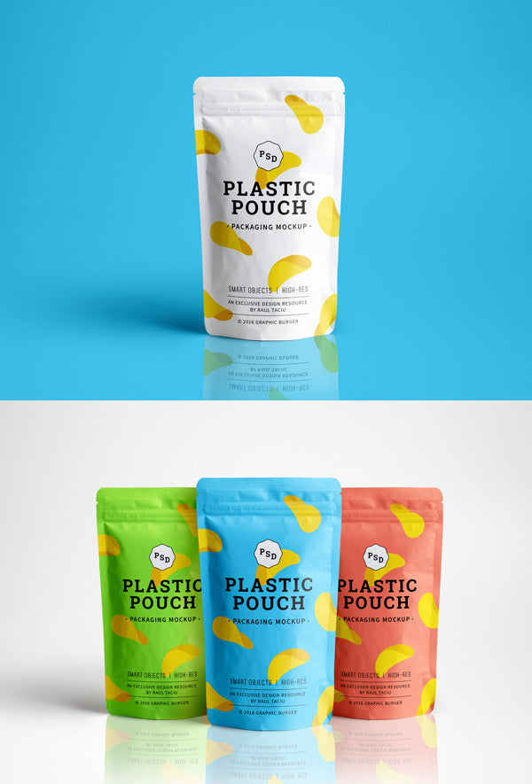 Free Plastic Realistic Pouch Packaging MockUp